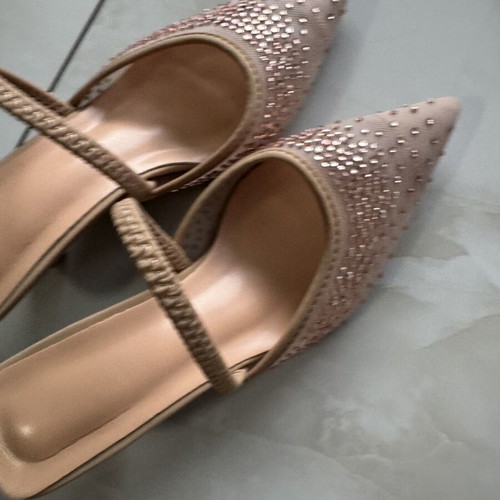 Sandals like new with rhinestones, size 36.5, beige and pink