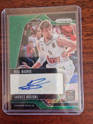 Real Madrid Συλλεκτική κάρτα Panini Prizm Euroleague Green Shimmer Auto Andres Nocioni καινούργια
