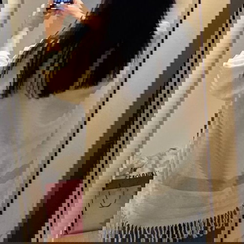 Mango kimono cardigan with fringes like new, white and beige