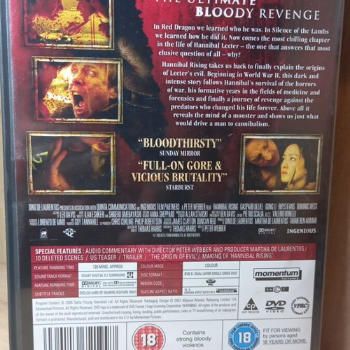 Hannibal Rising DVD with English subtitles
