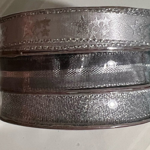 Melinera gift ribbon set 3 pcs 5 meters silver new