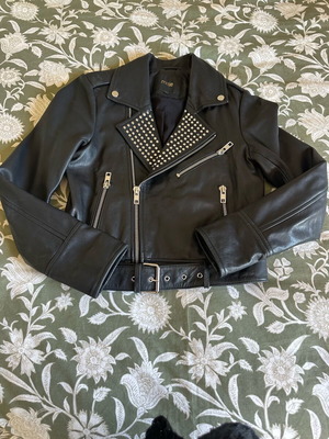 Maje leather jacket new, black, studded details