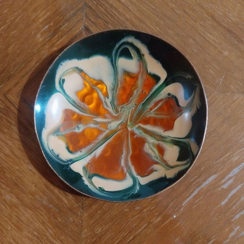 Small handmade copper plate used with enamel