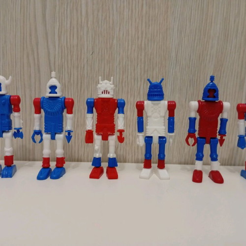 Vintage Kinder Surprise Joy robot figures used, set from the 80s