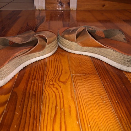 Women's sandal used pink gold leather size 39