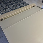 Dining table solid metal with glass extendable like new