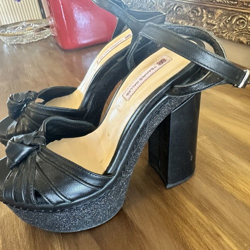 Tsakiris Mallas black glitter sandals like new, size 36