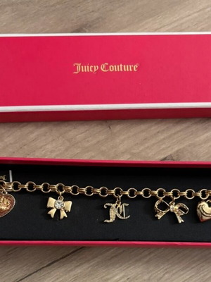 Juicy Couture bracelet with charms, like new, gold tone