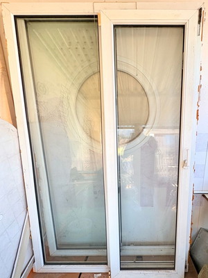 PVC balcony door single leaf with fixed panel double glazing
