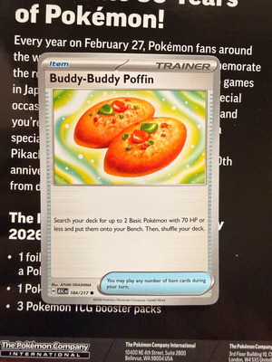 Buddy-Buddy Poffin Pokemon card new 184/217 Ascended heroes