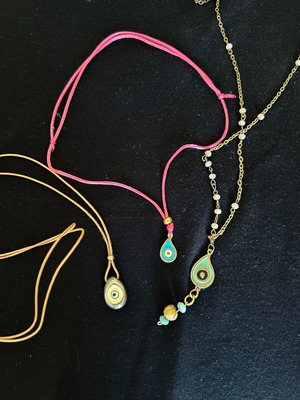 Evil eye necklaces new, set of 3, pink and brown