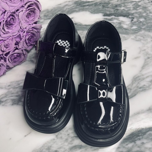 Black Patent Leather Girls' Ballerina Shoes Size 26 New