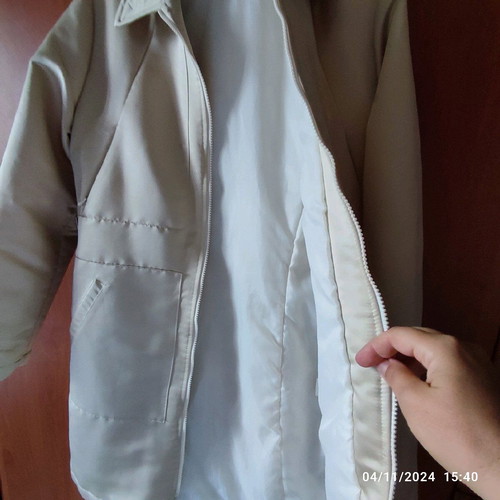 Satin beige coat like new, very good quality