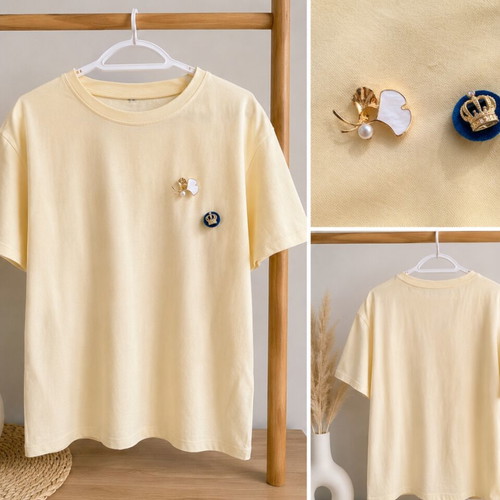 T-shirt yellow with decorative pins like new