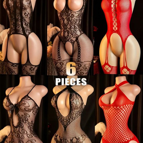 Sexy lingerie set of 6 pieces in black and red new