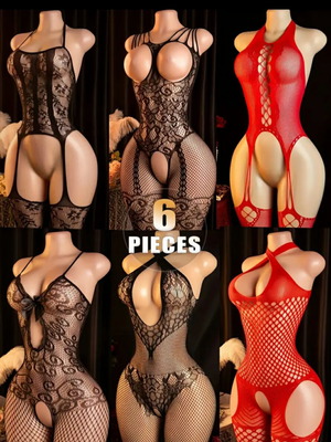 Sexy lingerie set of 6 pieces in black and red new
