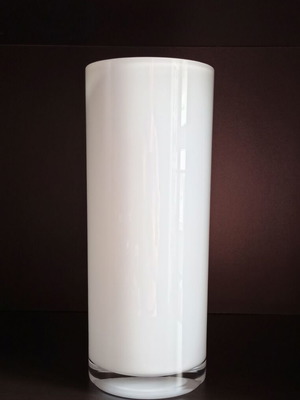 White glass cylindrical vase like new, modern minimal design