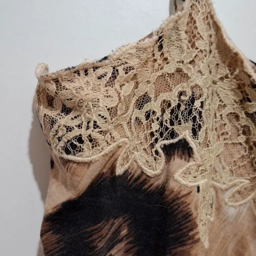 Red Valentino Brown Leopard Lace Trim Camisole Size 44
