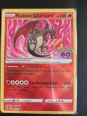 Radiant Charizard κάρτα Pokemon καινούργια, holographic