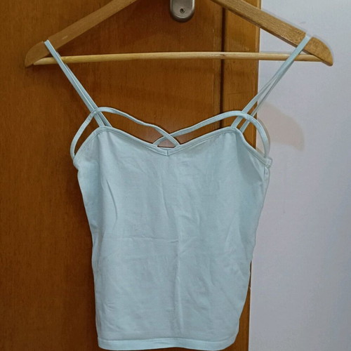 Bershka light blue top like new with straps and crisscross cords