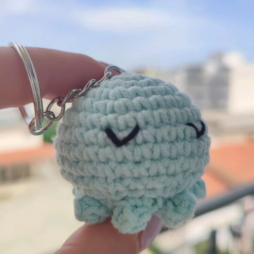 Knitted octopus keychain new handmade