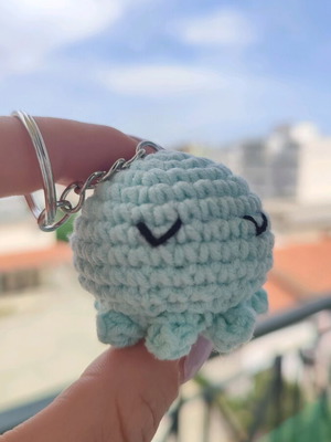 Knitted octopus keychain new handmade