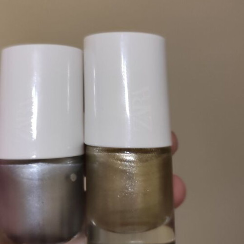 Zara nail polishes 3 pcs like new, gold, silver and gift light sea gray
