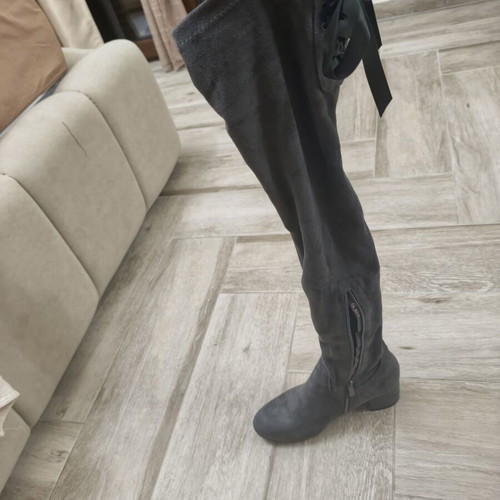 Suede grey knee-high boots, size 39