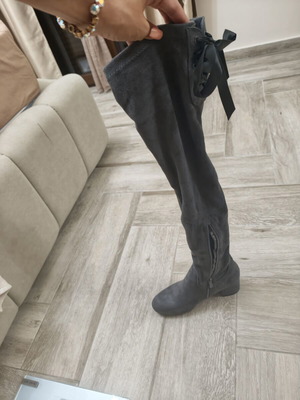Suede grey knee-high boots, size 39