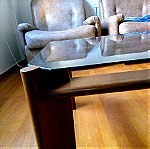  Τραπέζι σαλονιού ξύλινο με κρύσταλλο