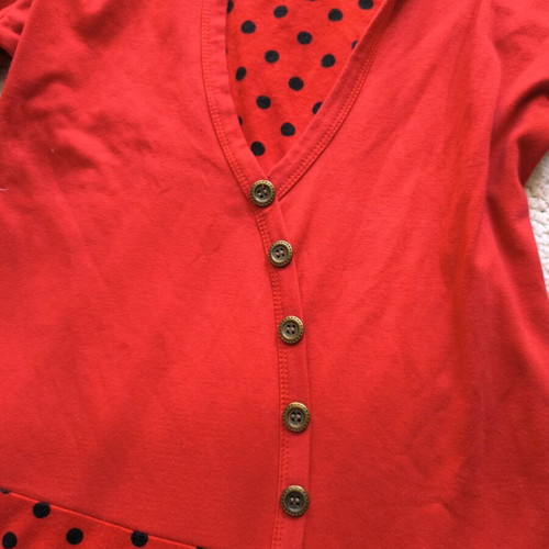 Long-sleeve blouse like new, red multicolor, elastic