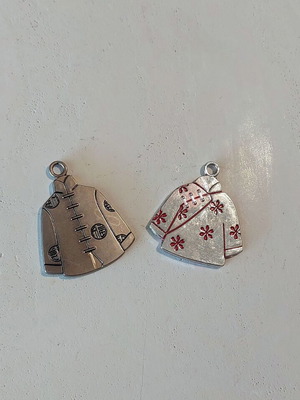 Necklace pendants set, China theme, red and silver