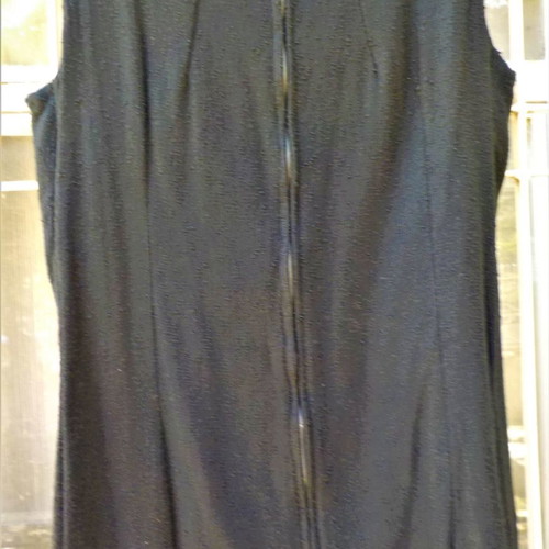 Black handmade dress sleeveless used, linen with embroidery