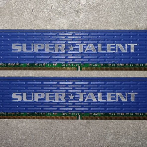 Supertalent 2GB DDR2 memory kit used, 2x1GB DDR800