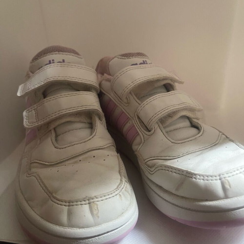 Adidas kids' sneakers size 32 used, white with pink details