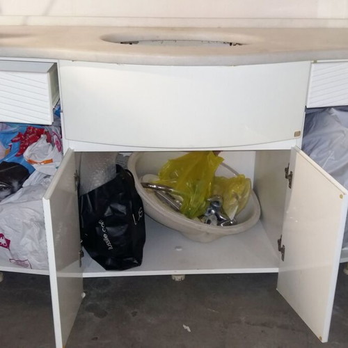 Bathroom furniture complete with sink and marble, used, Italian white lacquer