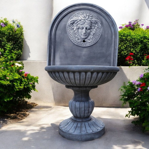 Versace Concrete Garden Wall Fountain New, Gray and White