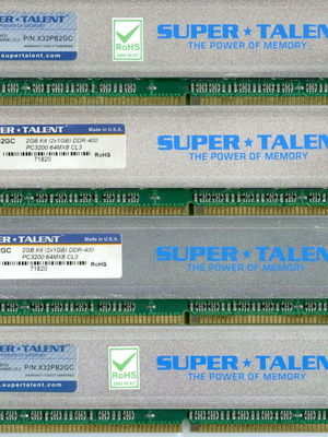 Super Talent X32PB2G DDR400 PC3200 Memory 4x1GB like new