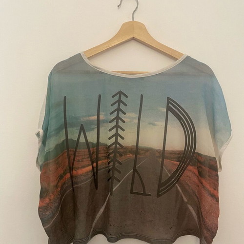 Cropped blouse used with front transparency Pink Woman size L