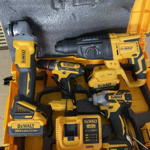 Cordless 4-in-1 Tool Set New with Hammer Drill, Angle Grinder, Screwdriver, Impact Wrench