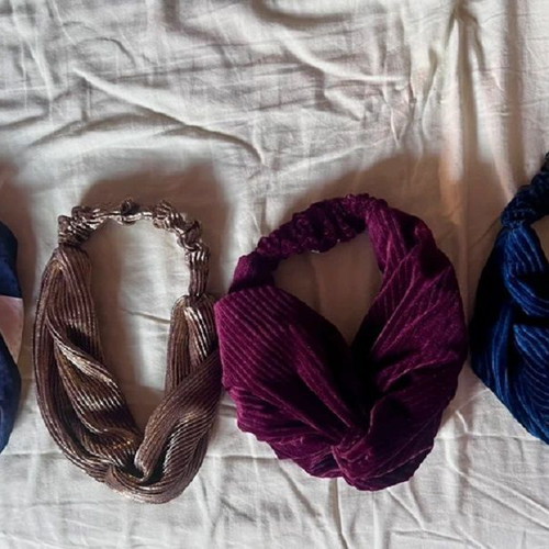 Hairbands set of 4 like new, multicolor corduroy and summer styles