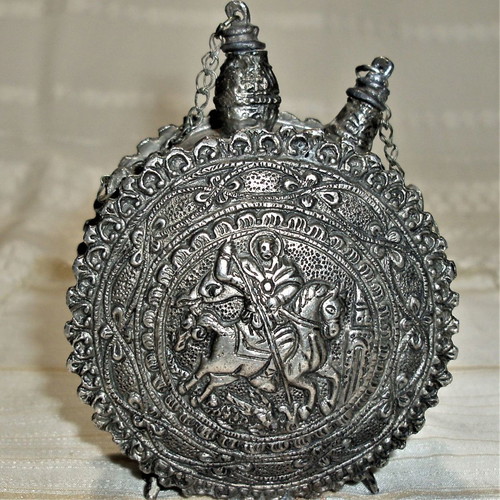 Holy water flask double-sided with Saint George used