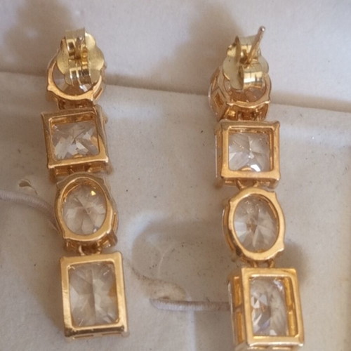 Silver 925 Women's Earrings gold color with crystal stones new