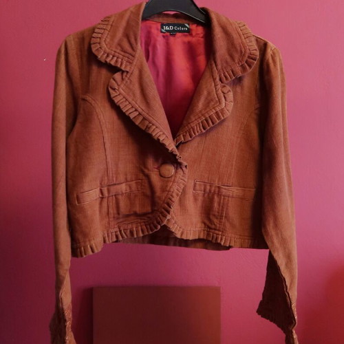 Corduroy cropped jacket terracotta S/M in excellent condition