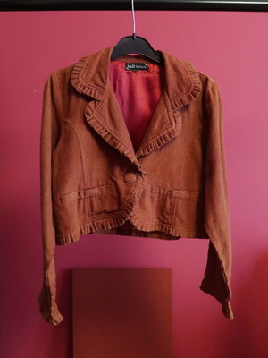 Corduroy cropped jacket terracotta S/M in excellent condition