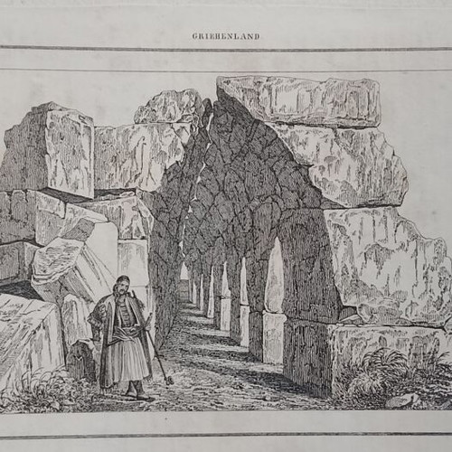 1832 Ancient Tiryntha Chalcography used 21x13cm