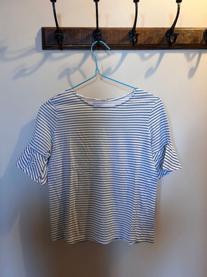 Striped short-sleeve t-shirt Springfield new, black and gray, XS