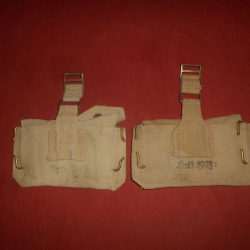 English Canvas Pouches for Lee-Enfield Cartridges used, 1943 WWII, set of 2