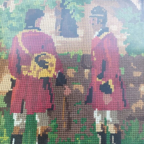 Embroidered panel English hunting scene like new 1.20x1