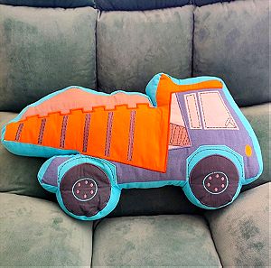 Διακοσμητικό μαξιλάρι παιδικό φορτηγό μπουλντόζα, 46cm, πλένεται στο πλυντήριο και μπαίνει στεγνωτήριο.